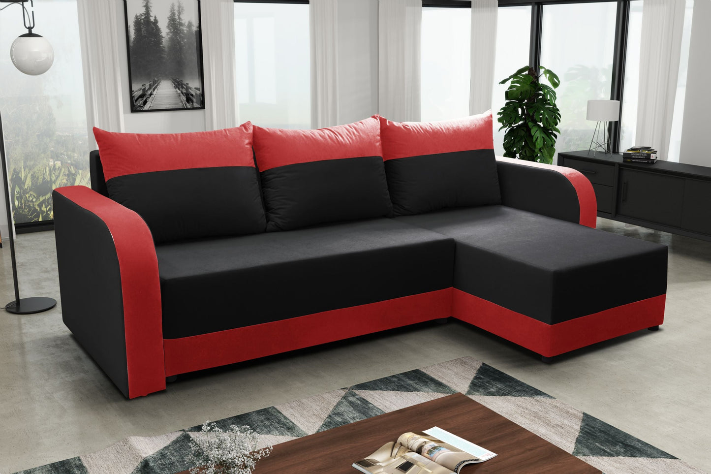 CORNER SOFA BED ALEXIS BLACK / GREY 238cm universal RIGHT/LEFT CORNER