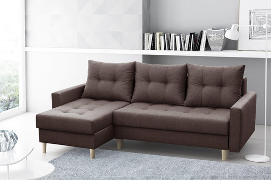 CORNER SOFA BED BRIAN BROWN (NO28) 222x140cm universal RIGHT/LEFT CORNER