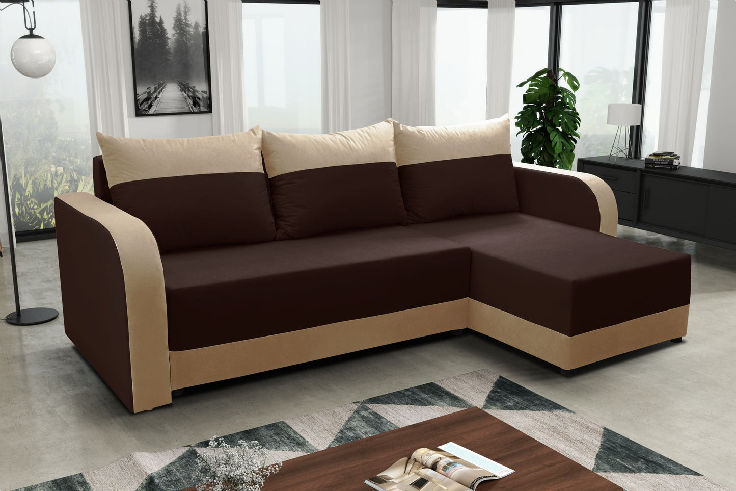 CORNER SOFA BED ALEXIS BLACK / GREY 238cm universal RIGHT/LEFT CORNER