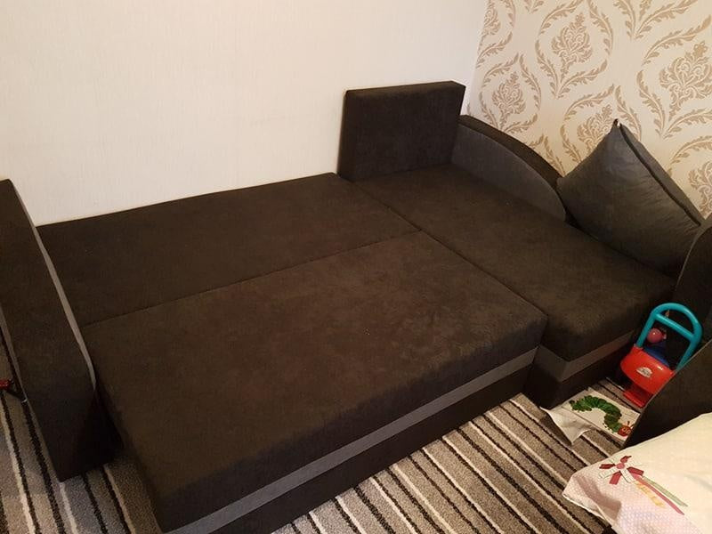 CORNER SOFA BED VELVET BLACK / GREY 236cm