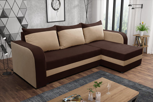 CORNER SOFA BED ALEXA BROWN / BEIGE 238cm universal RIGHT/LEFT CORNER