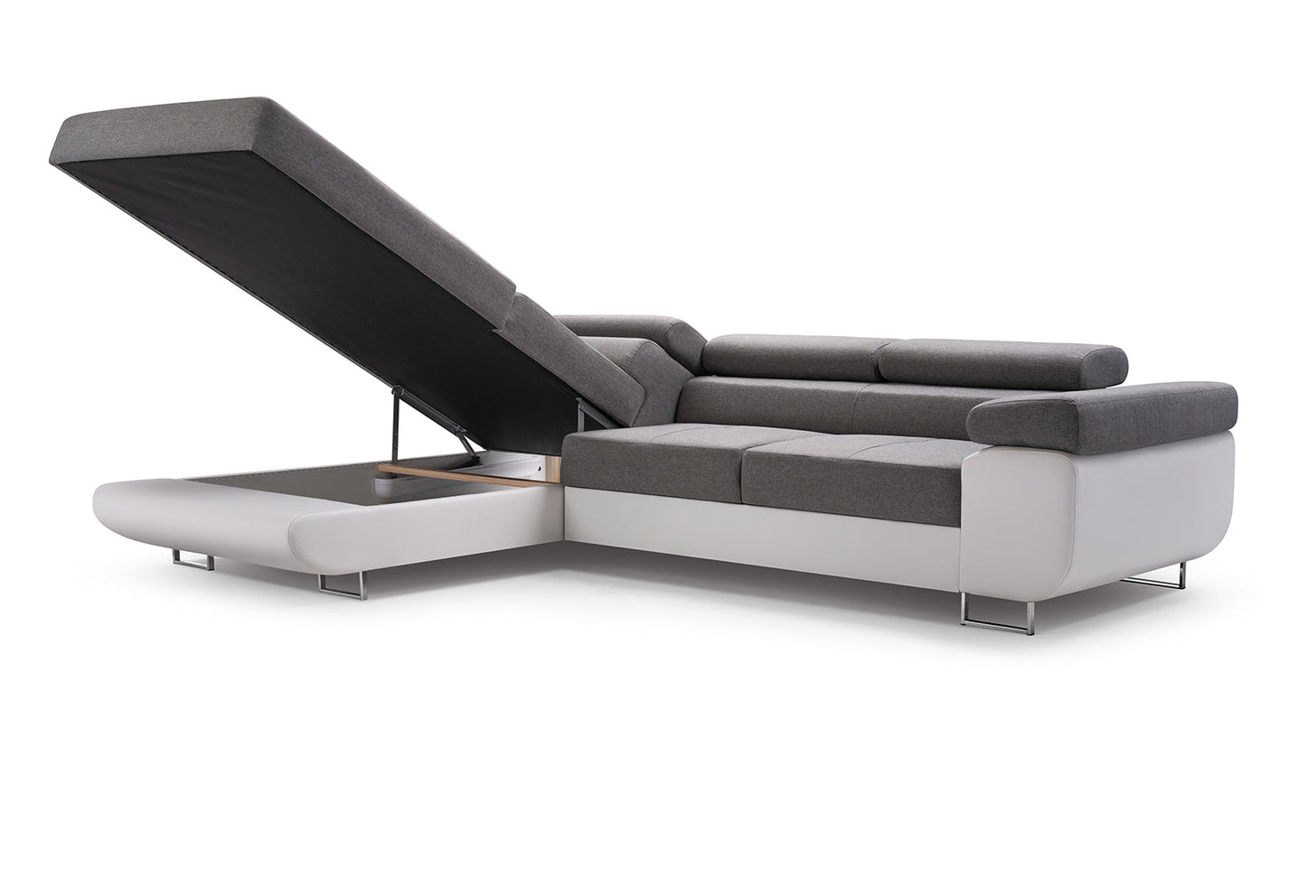 CORNER SOFA BED ASH BROWN/WHITE LEFT 273CM