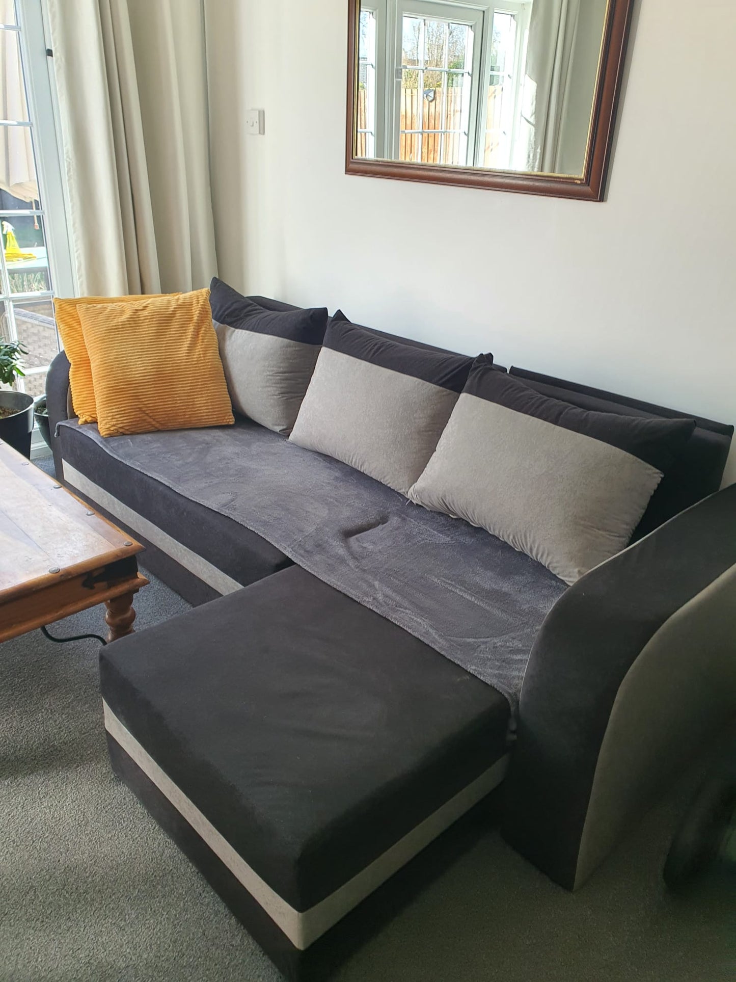 CORNER SOFA BED ALEXA BLACK / DARK GREY 238cm universal RIGHT/LEFT CORNER