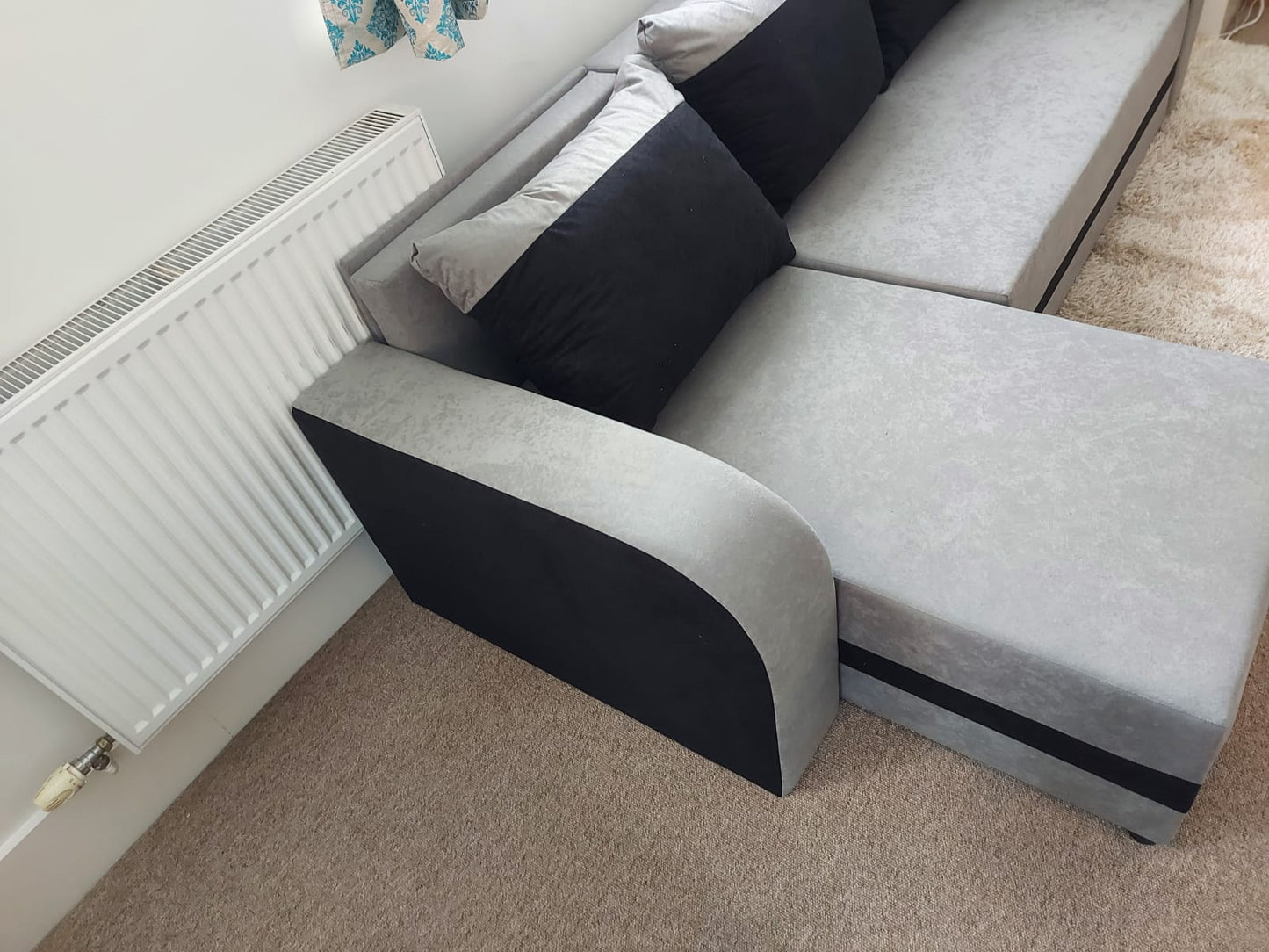 CORNER SOFA BED ALEXA GREY / BLACK 238cm universal RIGHT/LEFT CORNER