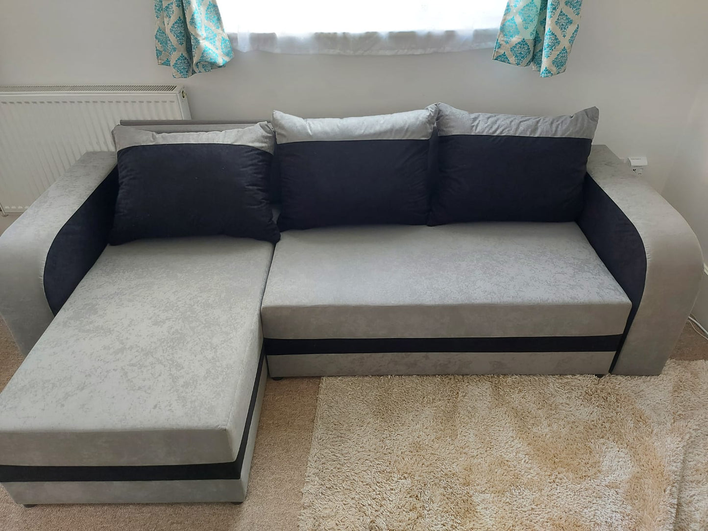 CORNER SOFA BED ALEXA GREY / BLACK 238cm universal RIGHT/LEFT CORNER