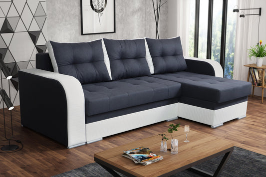 CORNER SOFA BED SEUL GRAPHITE / WHITE 236CM universal RIGHT/LEFT CORNER