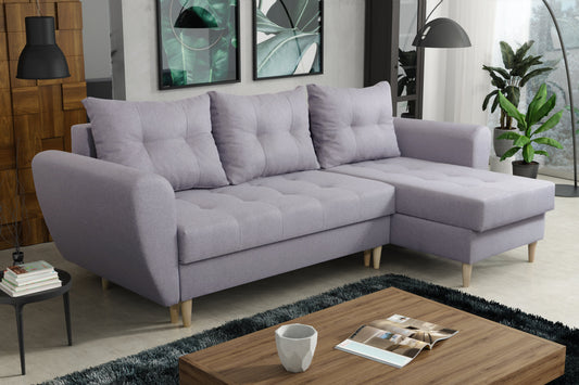 CORNER SOFA BED PANAMA MALMO 90 GREY 240cm universal RIGHT/LEFT CORNER