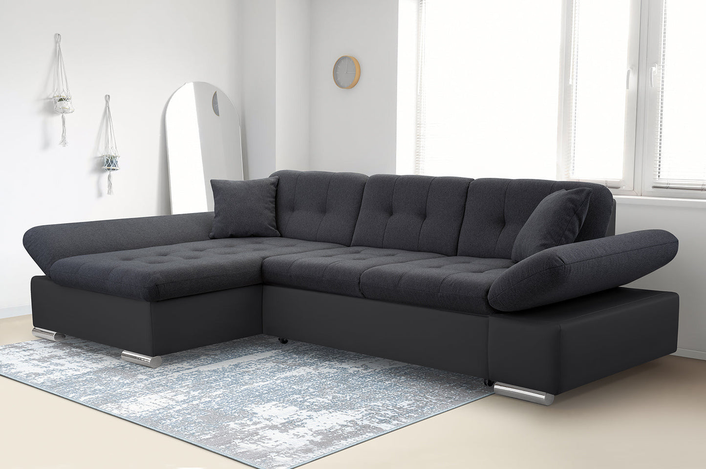 CORNER SOFA BED TOKYO BLACK 278cm TATUM 283 / SOFT 11