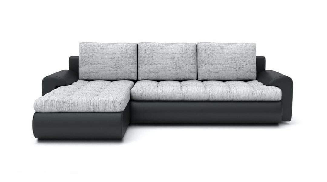CORNER SOFA BED PRADA light grey/black 226CM