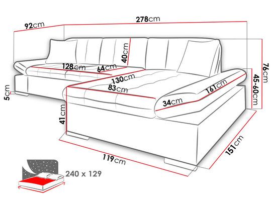 CORNER SOFA BED TOKYO 278cm TATUM 278 / SOFT 17