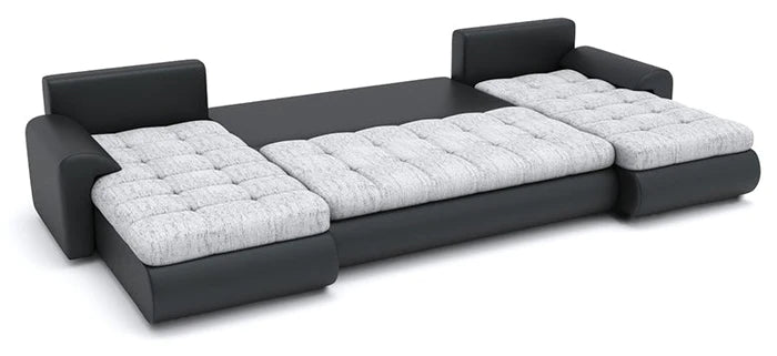 CORNER SOFA BED PRADA U SHAPE 300cm BLACK/RED LUX 23 / SOFT 10