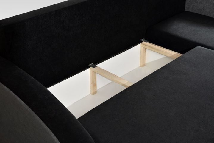 CORNER SOFA BED VELVET GREY BLACK 236cm