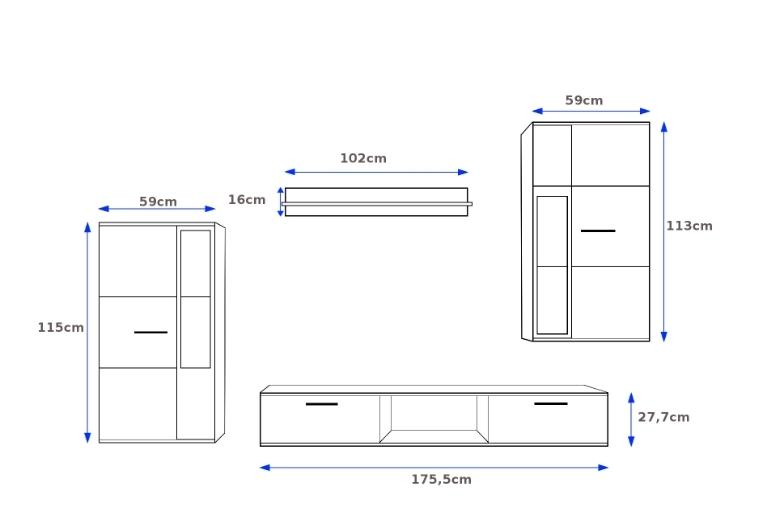 TV WALL UNIT SAMBA SET WITH SIDEBOARD WHITE