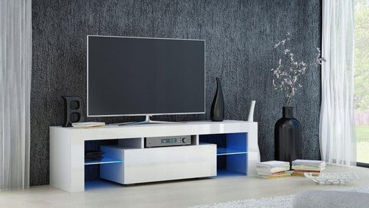 TV STAND DACO WHITE GLOSS FRONTS 140CM