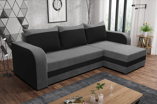 CORNER SOFA BED ALEXA GREY / BLACK 238cm universal RIGHT/LEFT CORNER