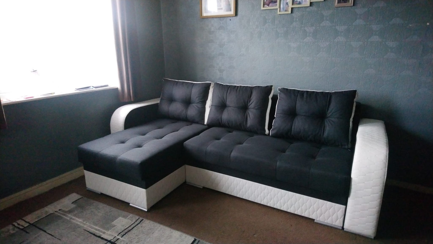 CORNER SOFA BED SEUL GRAPHITE / WHITE 236CM universal RIGHT/LEFT CORNER