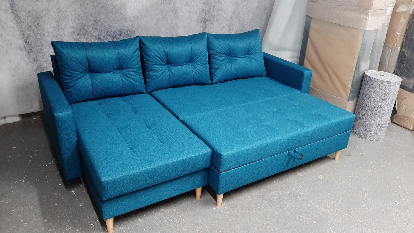 CORNER SOFA BED BRIAN 222CM + STORAGE PUFF / OTTOMAN MALMO 95 RIGHT/LEFT CORNER