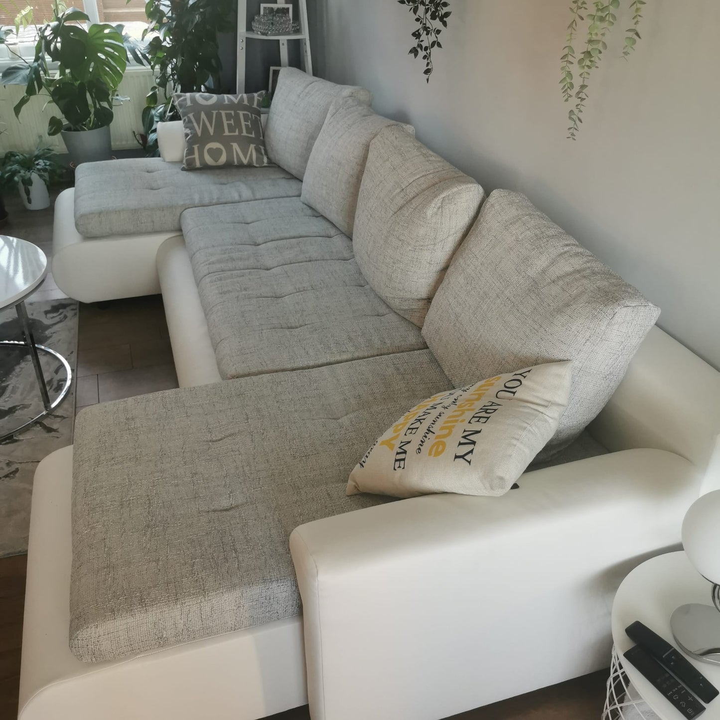 NAROŻNIK PRADO U SHAPE 300cm SZARY/BIAŁY