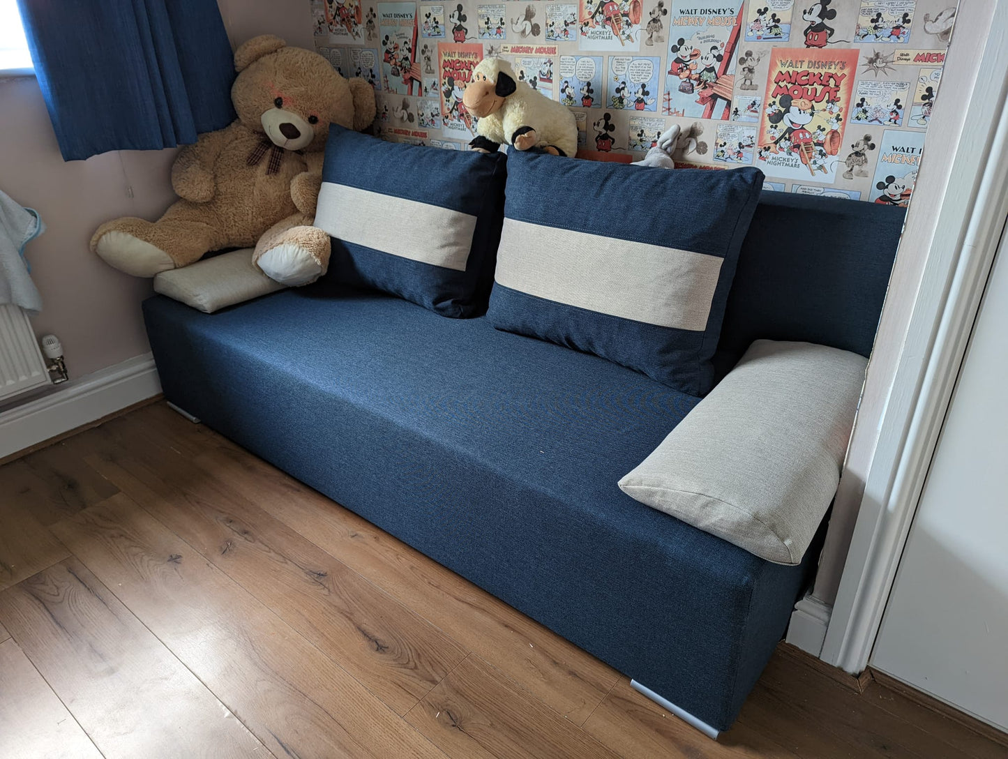 SOFA BED VERA 197CM BLUE/BEIGE