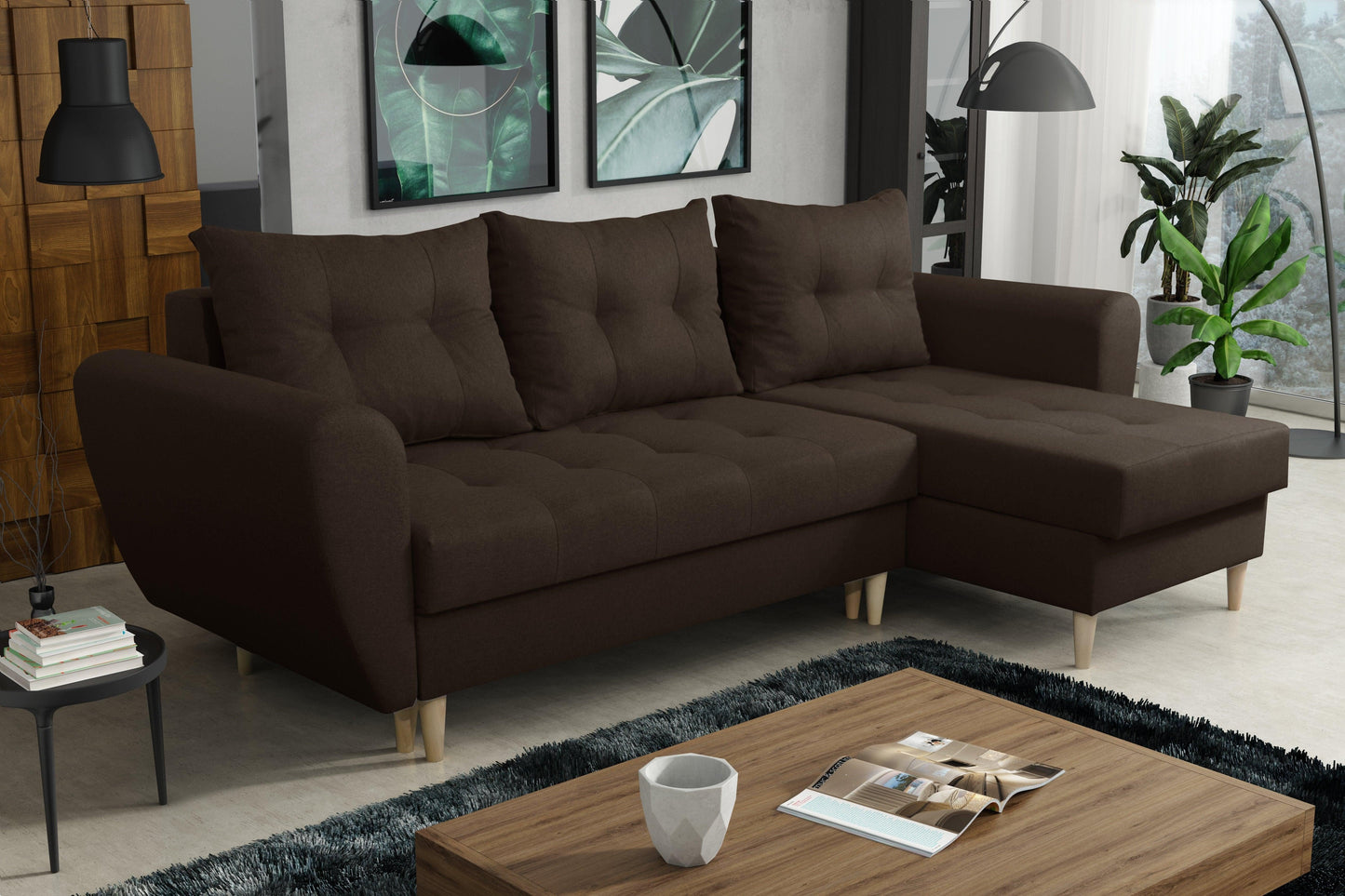 CORNER SOFA BED PANAMA BROWN MALMO 28 240cm universal RIGHT/LEFT CORNER