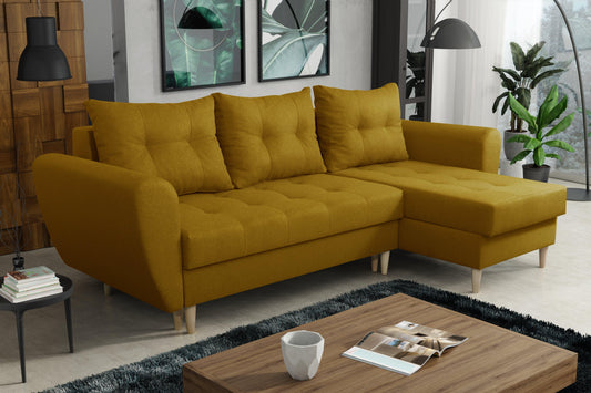CORNER SOFA BED PANAMA YELLOW MALMO 41 240cm universal RIGHT/LEFT CORNER