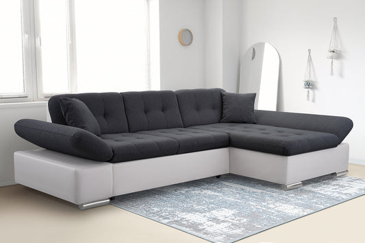 CORNER SOFA BED TOKYO BLACK/WHITE 278cm TATUM 283 / SOFT 17