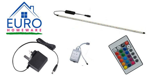 TAŚMA LED RGB 45CM DO SZAF (16 KOLORÓW ŚWIATŁA LED ZDALNEGO STEROWANIA)