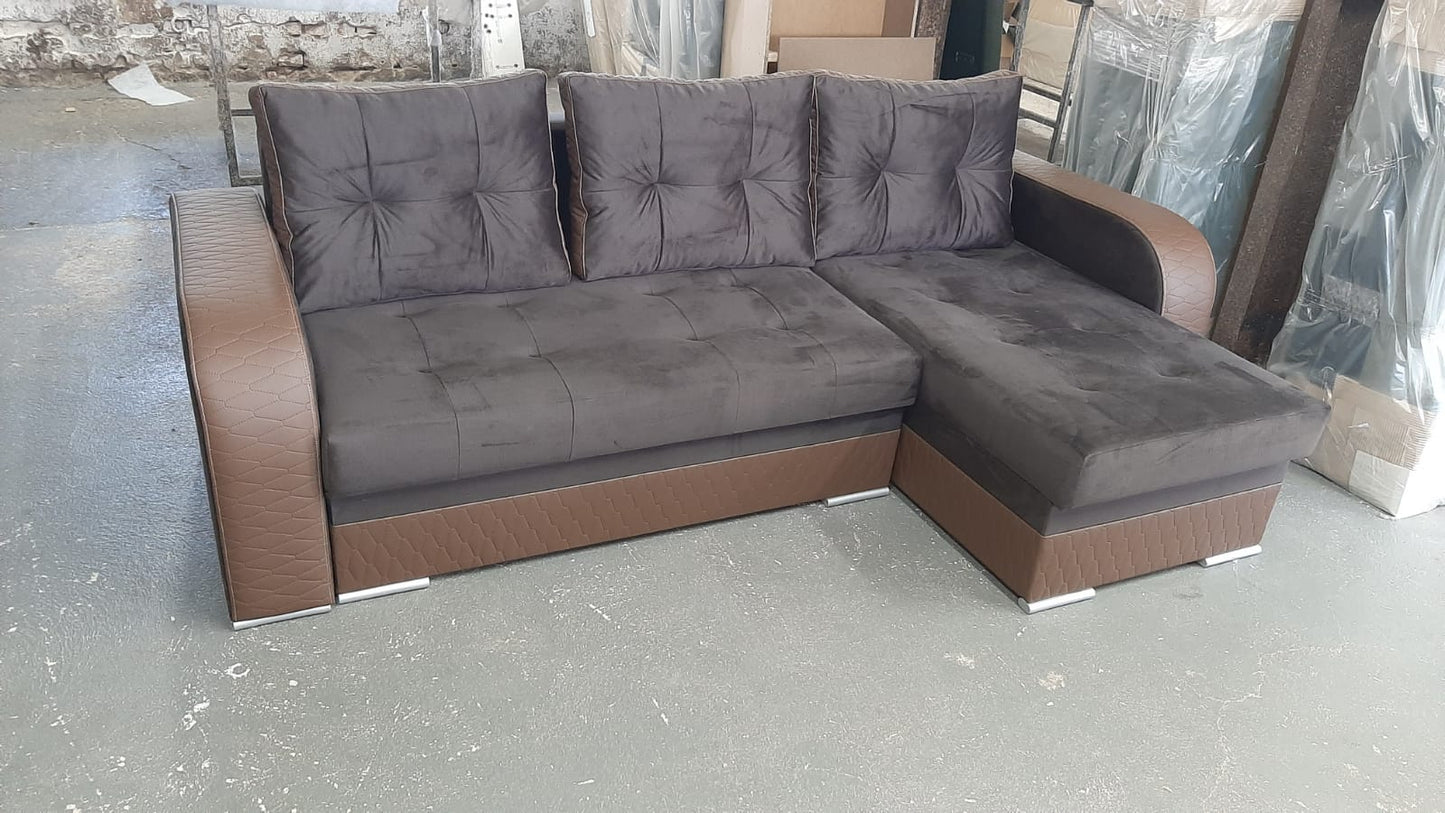 CORNER SOFA BED SEUL BROWN MONOLITH STAIN RESISTANT FABRIC 236CM universal RIGHT/LEFT CORNER