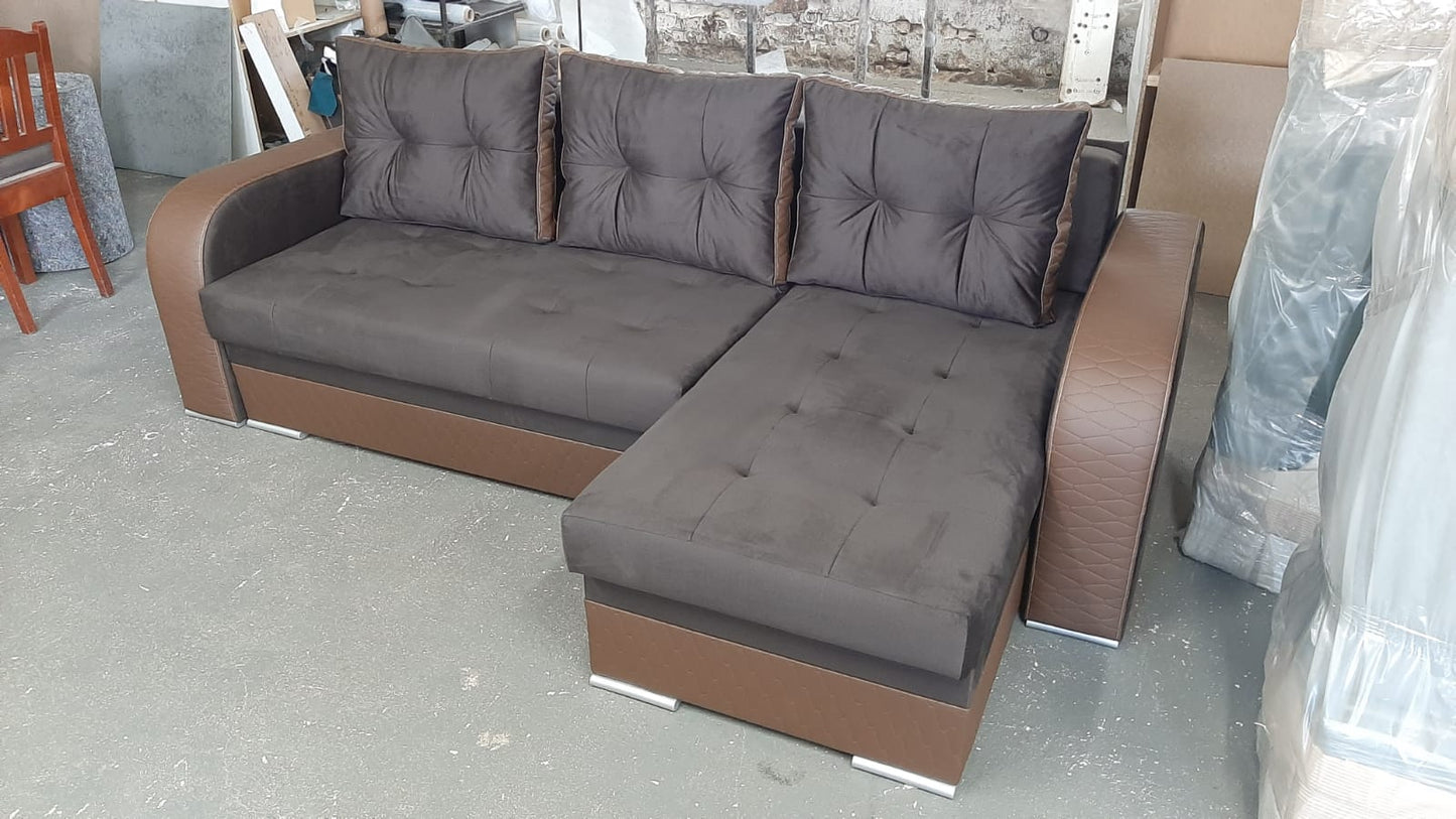 CORNER SOFA BED SEUL BROWN MONOLITH STAIN RESISTANT FABRIC 236CM universal RIGHT/LEFT CORNER