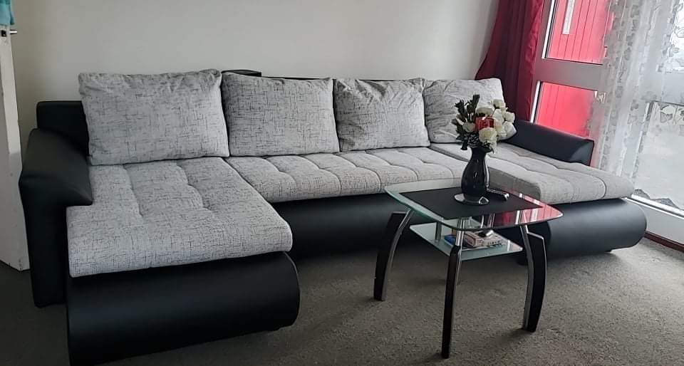 CORNER SOFA BED PRADA U SHAPE 300cm GREY/BLACK